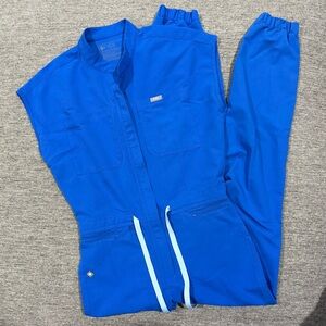 Figs Royal Blue Rafaela Cargo Jumpsuit Scrub